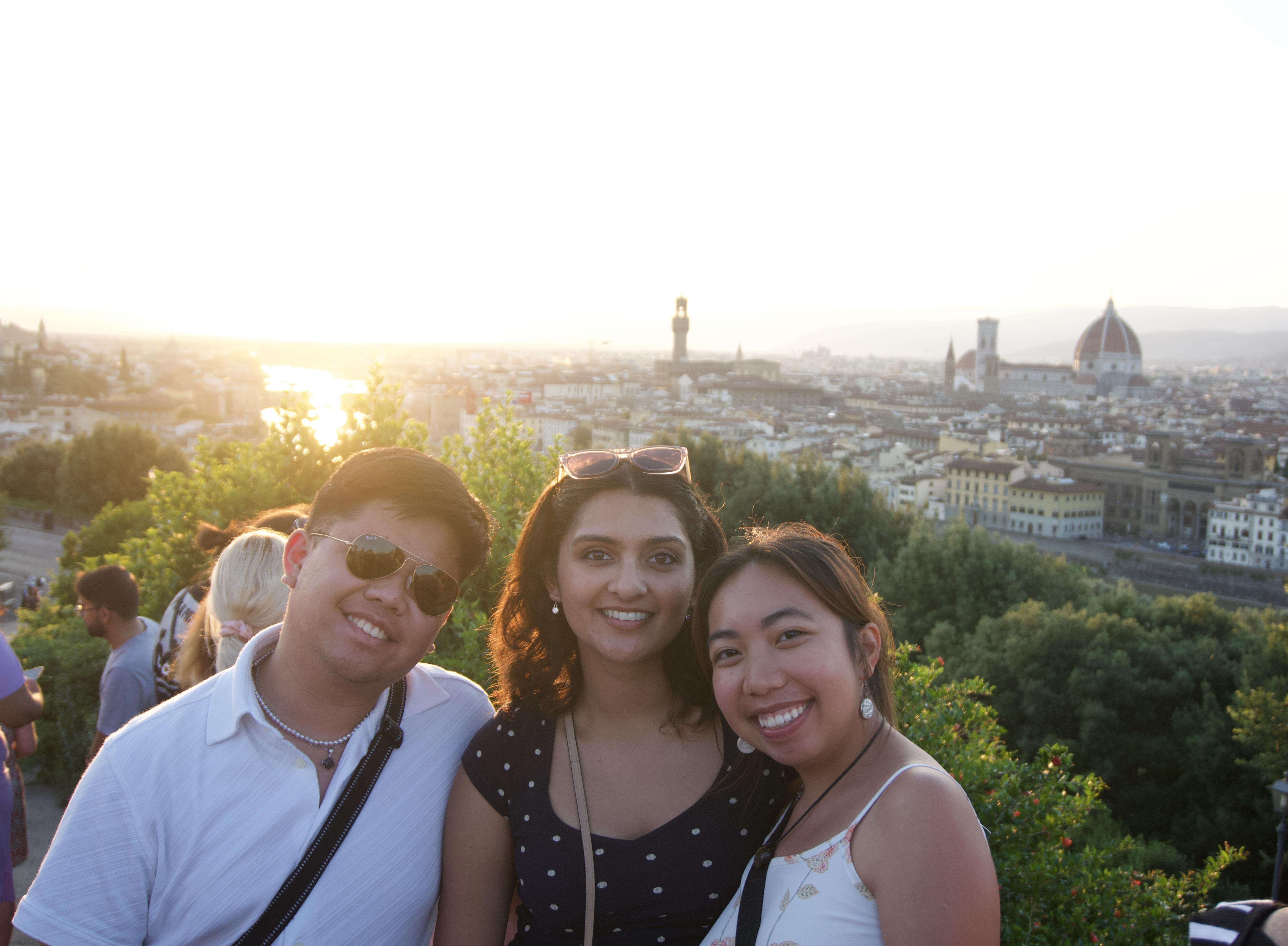 Students at sunset in Florence, Italy