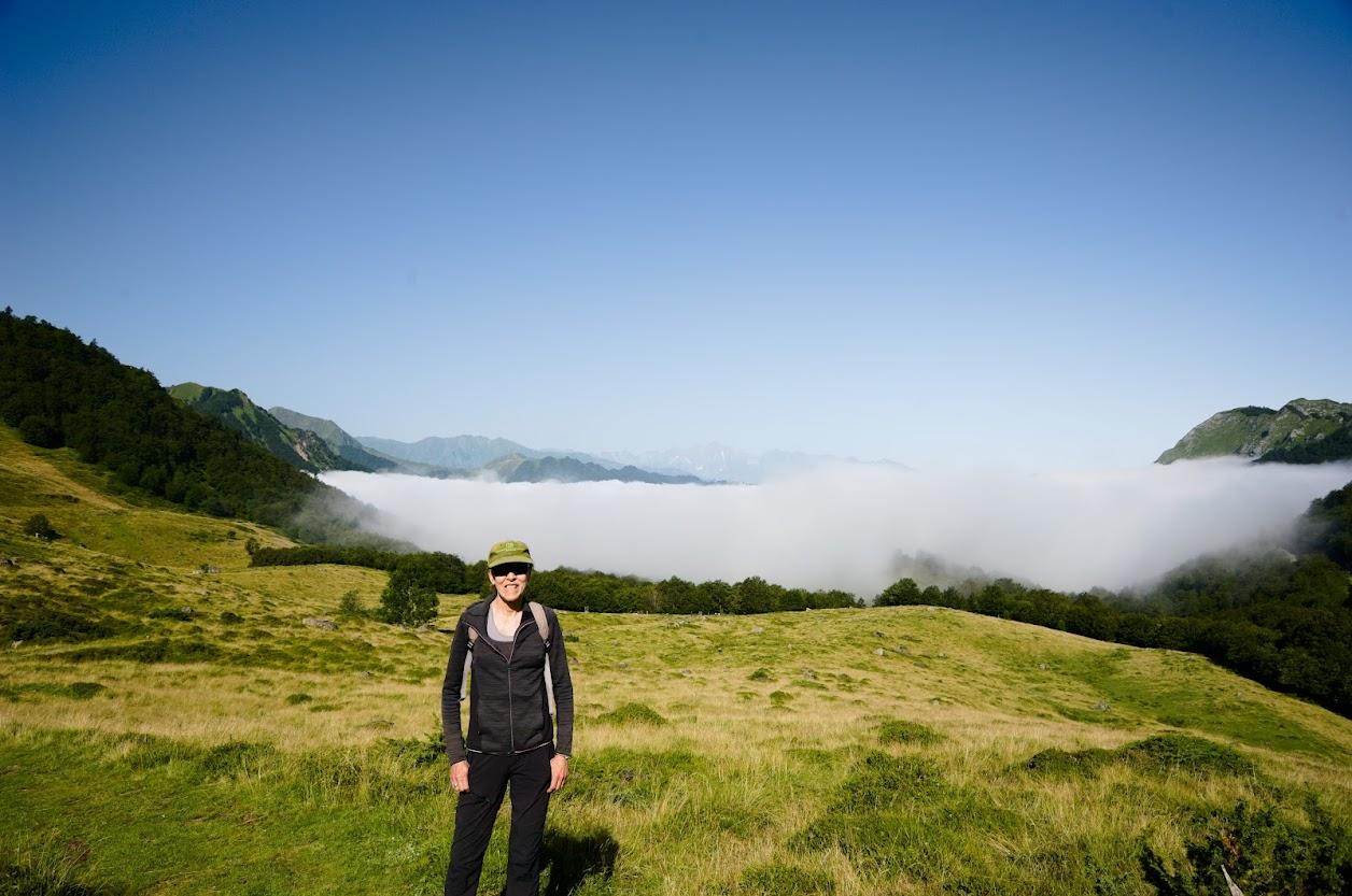 Dr. Valerie Orlando poses overlooking the Pyrenees. 